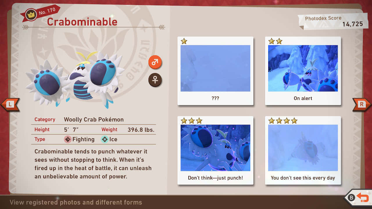 Crabominable Stats With Photodex Score Background