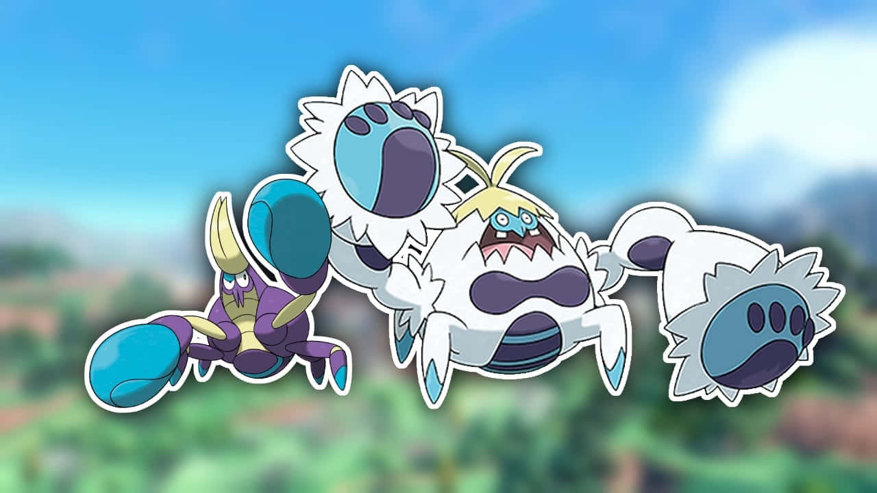 Crabrawler And Crabominable With Blurry Trees