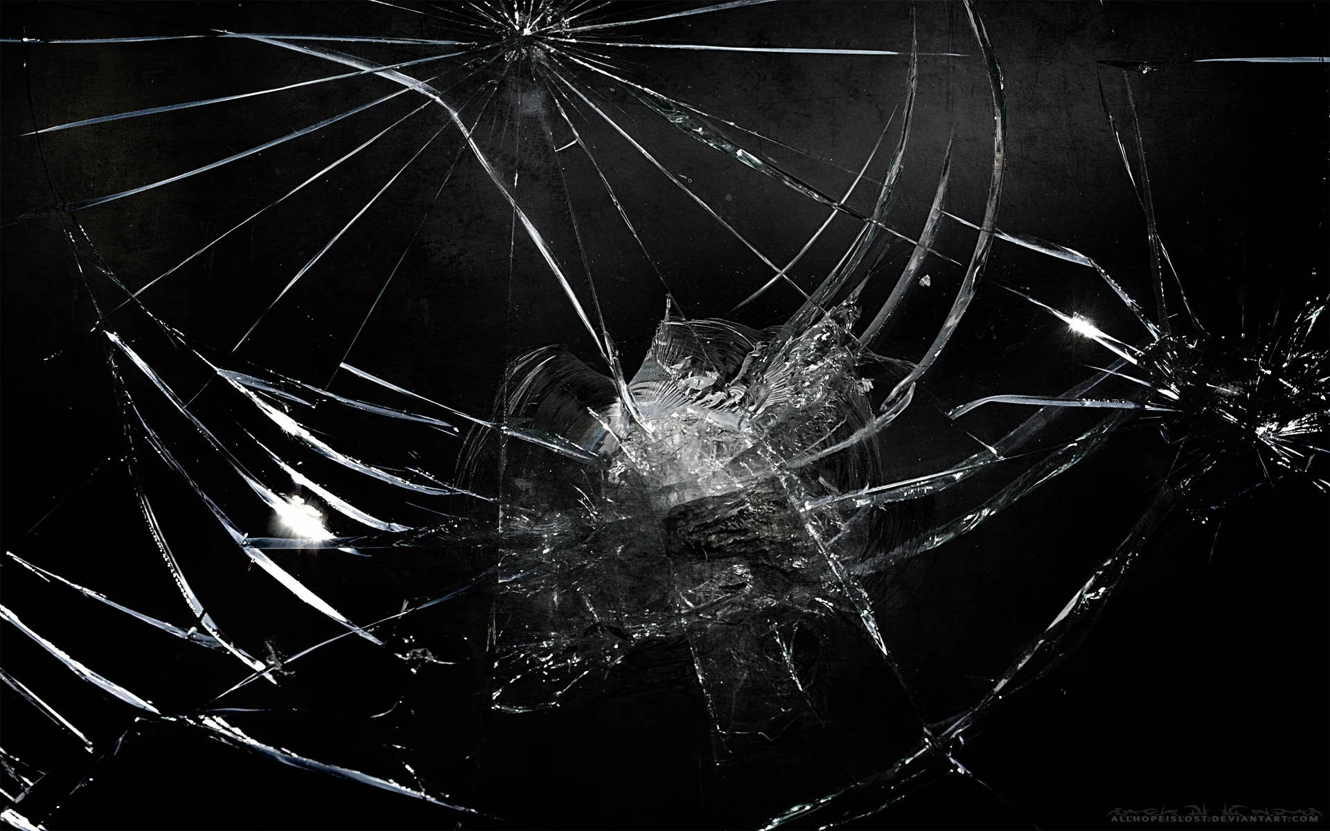 Cracked Computer Screen Black Background Background