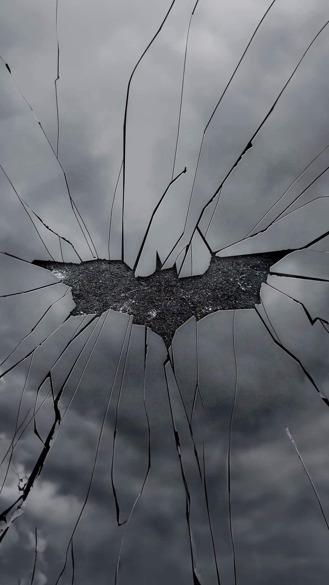 Cracked Glass Batman Symbol Background