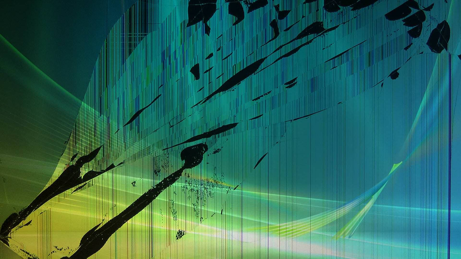 Cracked Green Computer Screen Background