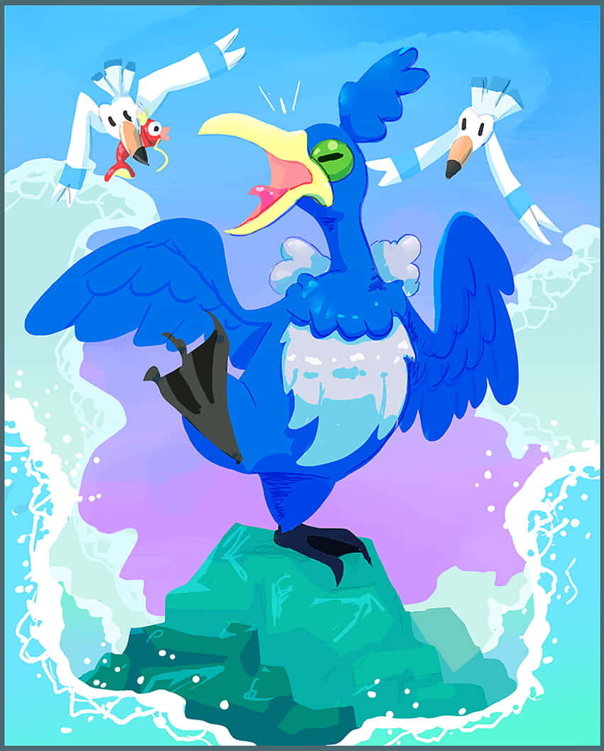 Cramorant Flying Alongside Wingull In The Sky Background