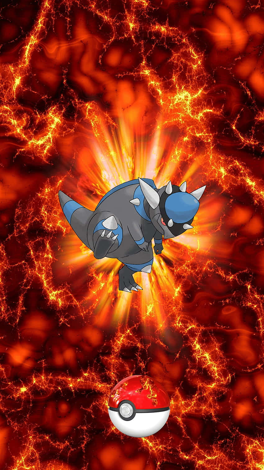 Cranidos And Fiery Background Background