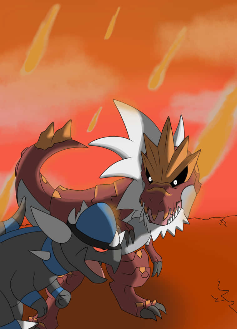 Cranidos Next To Tyrantrum Background