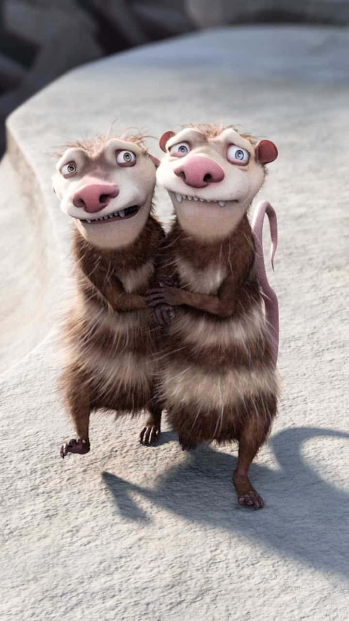 Crash And Eddie On Ice Age Dawn Of The Dinosaurs Background