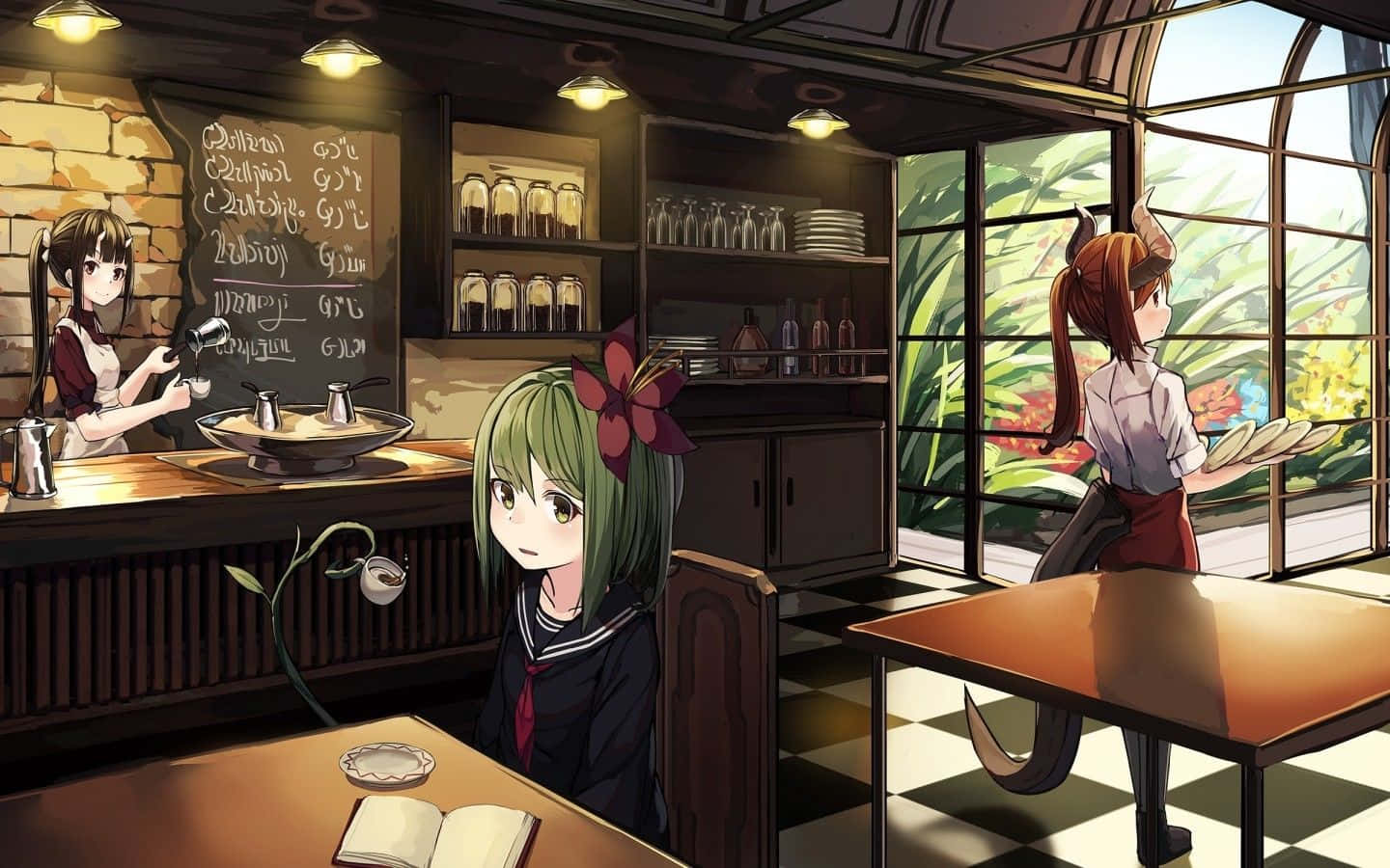 Craving A Coffee In A Unique Atmosphere? Visit Cafe Anime, Now Serving Your Favorite Beverages In A Vibrant Anime-inspired Setting! Background