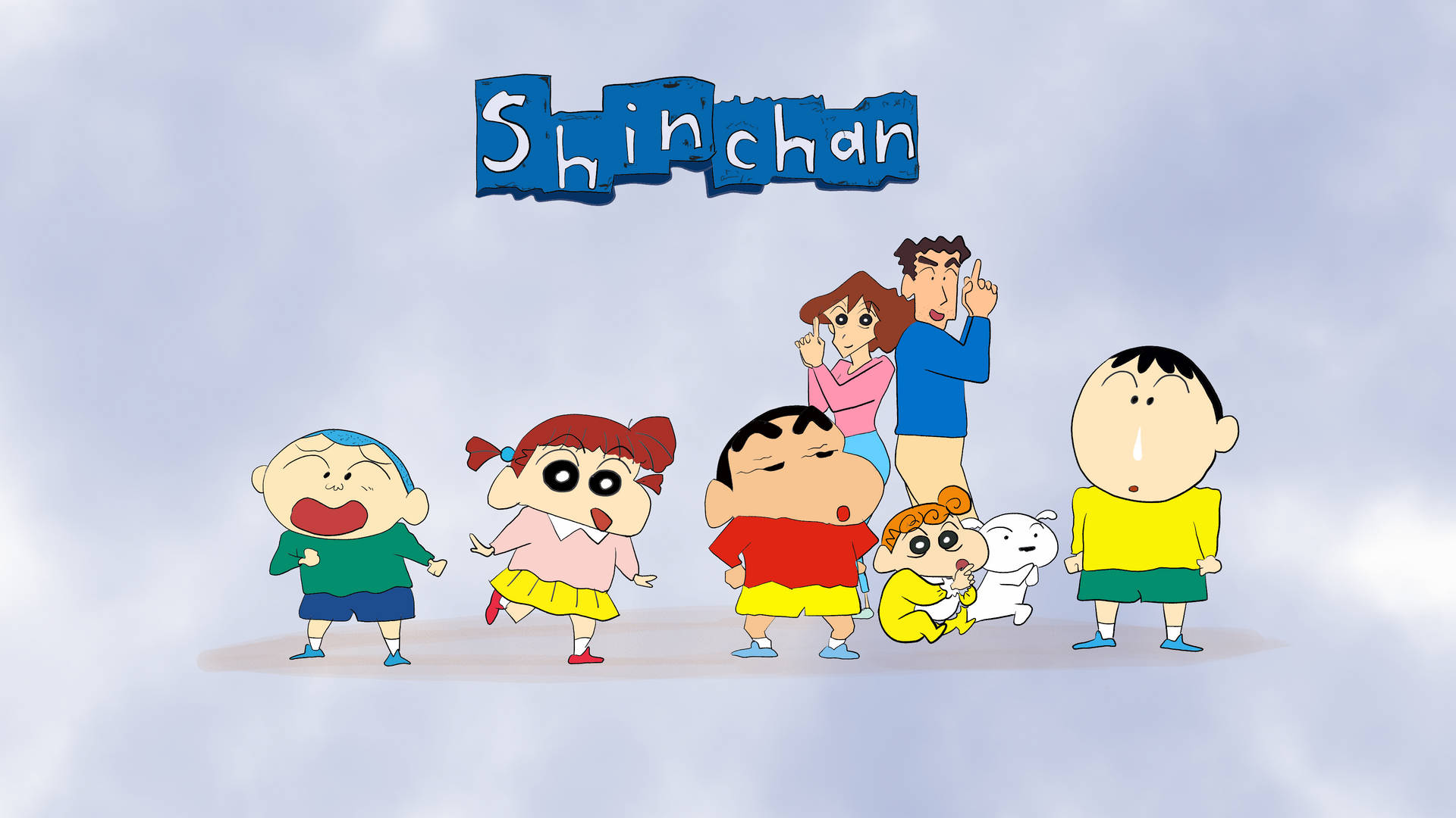 Crayon Shin Chan Characters Anime Poster Background
