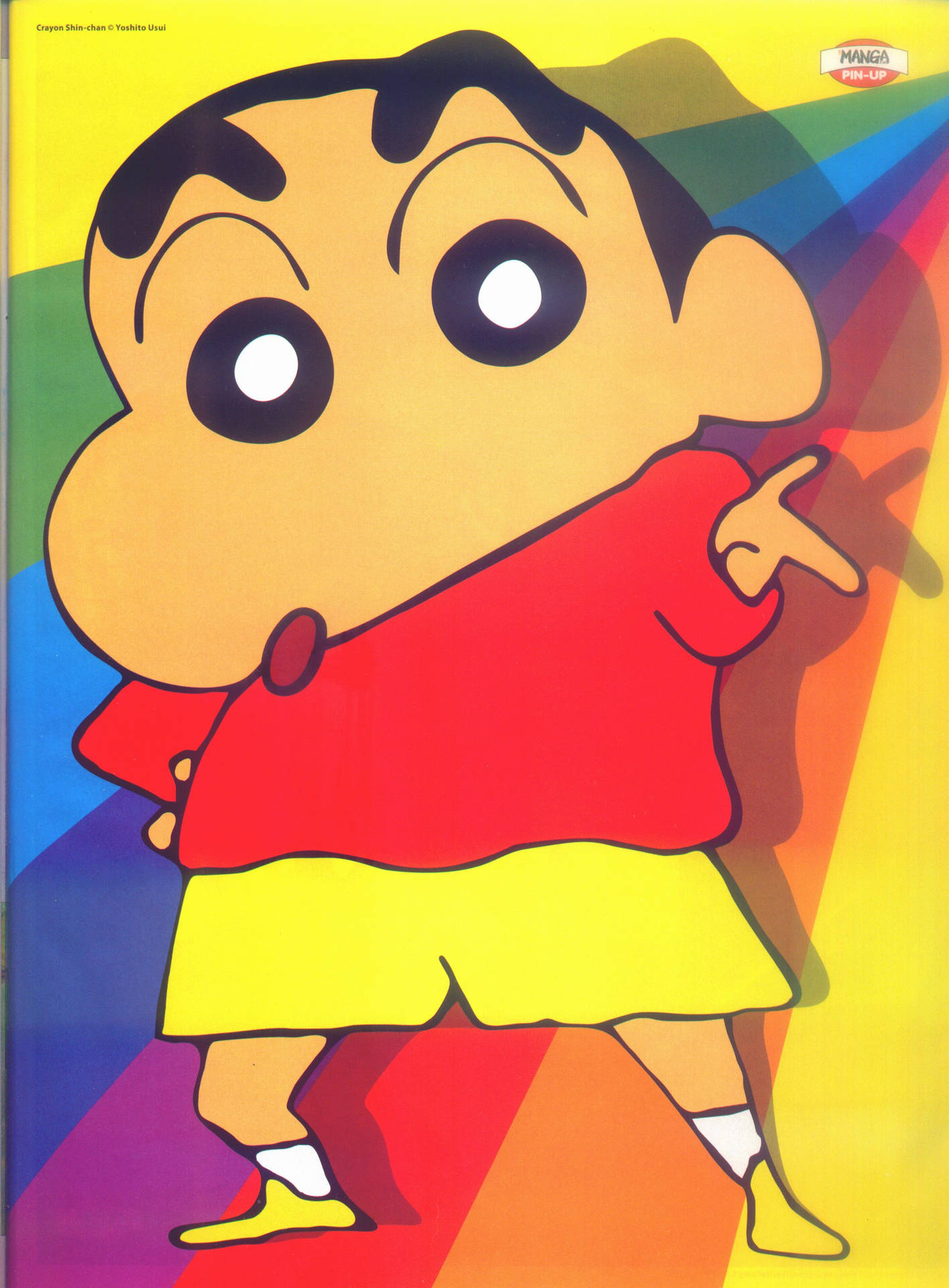 Crayon Shin Chan Shinnosuke In Rainbow Background