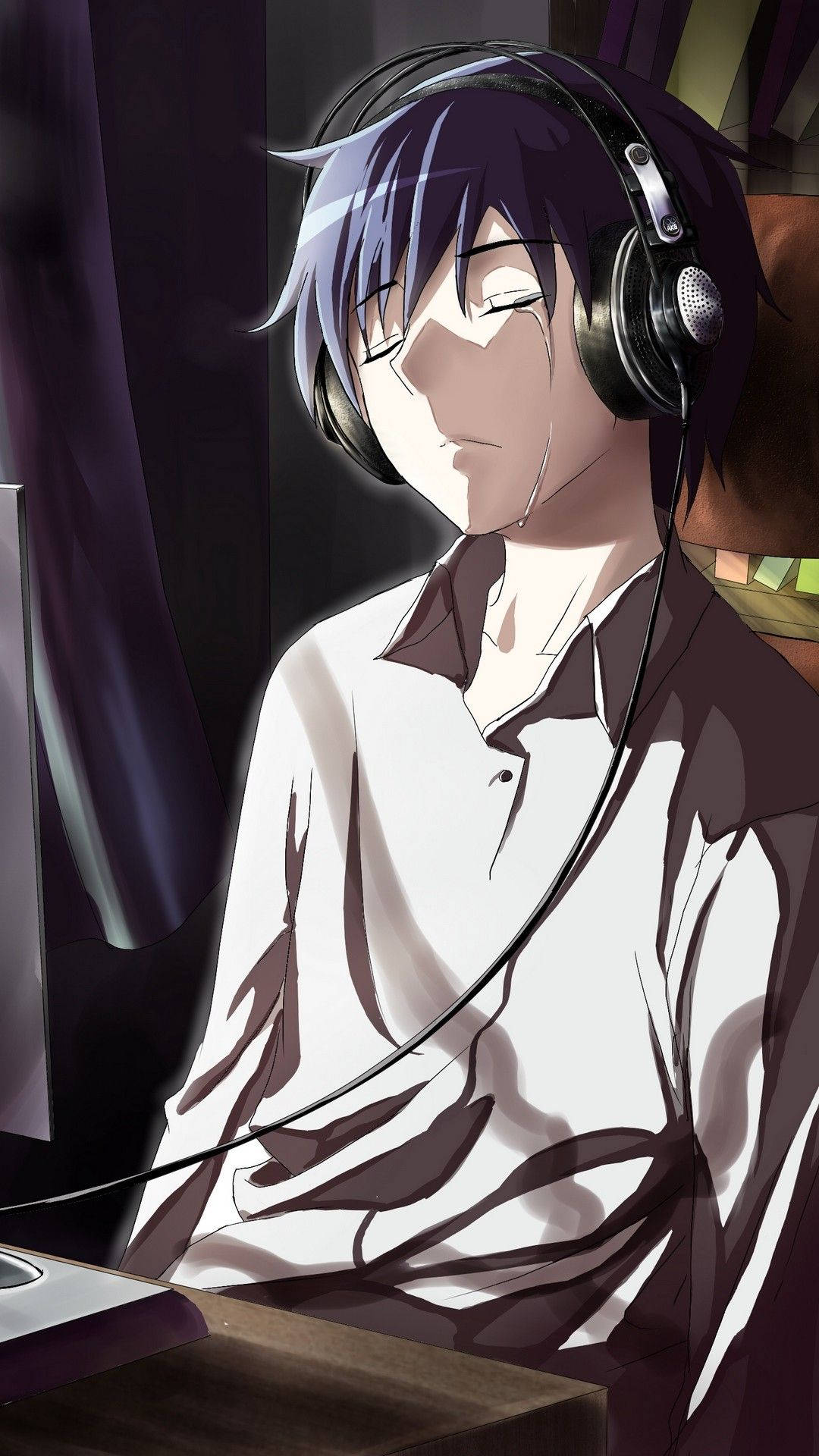 Crazy Anime Boy Captivated In Chaos Background