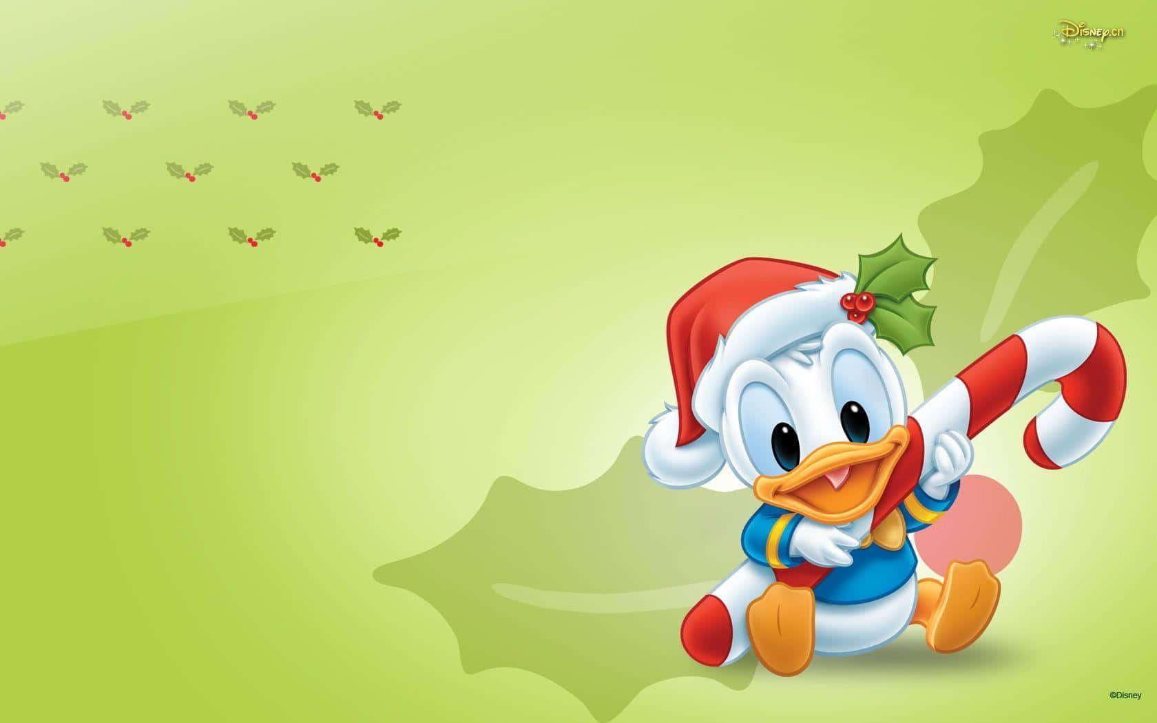 Crazy Cartoon Baby Donald Duck Christmas Background