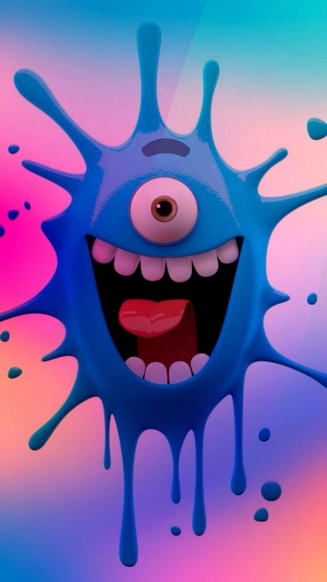 Crazy Cartoon Blue Virus Monster Background