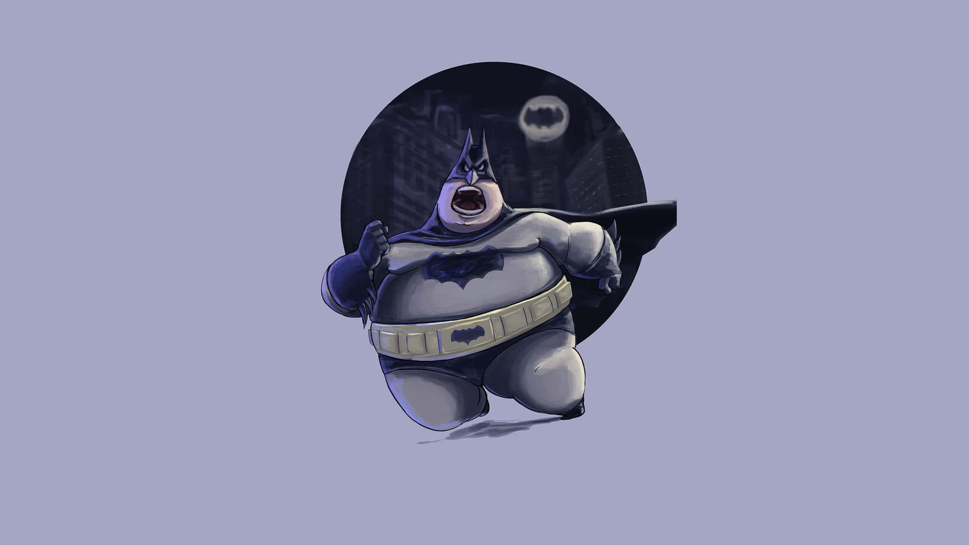 Crazy Cartoon Fat Batman Minimal Art Background