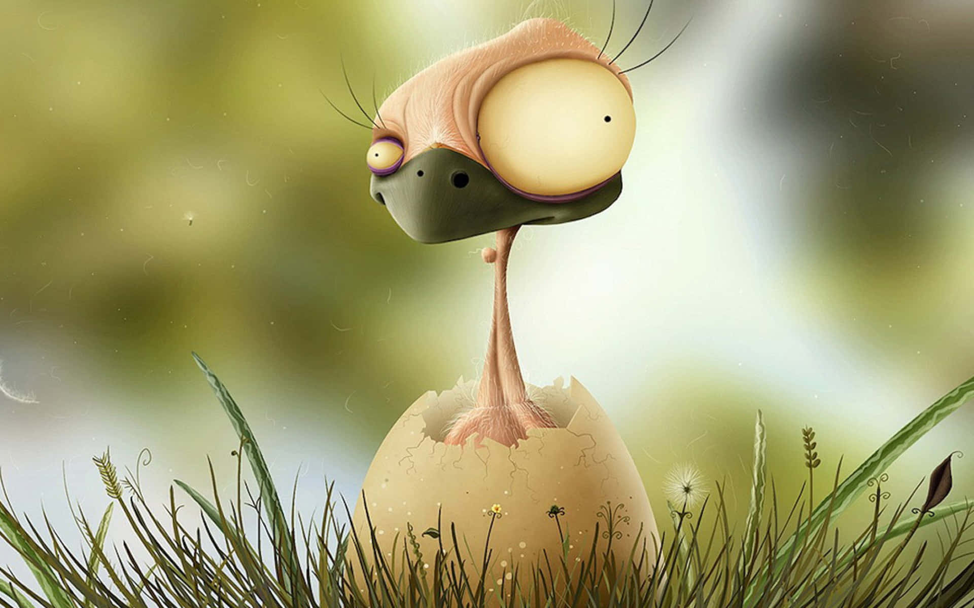 Crazy Cartoon Hatched Bird Background