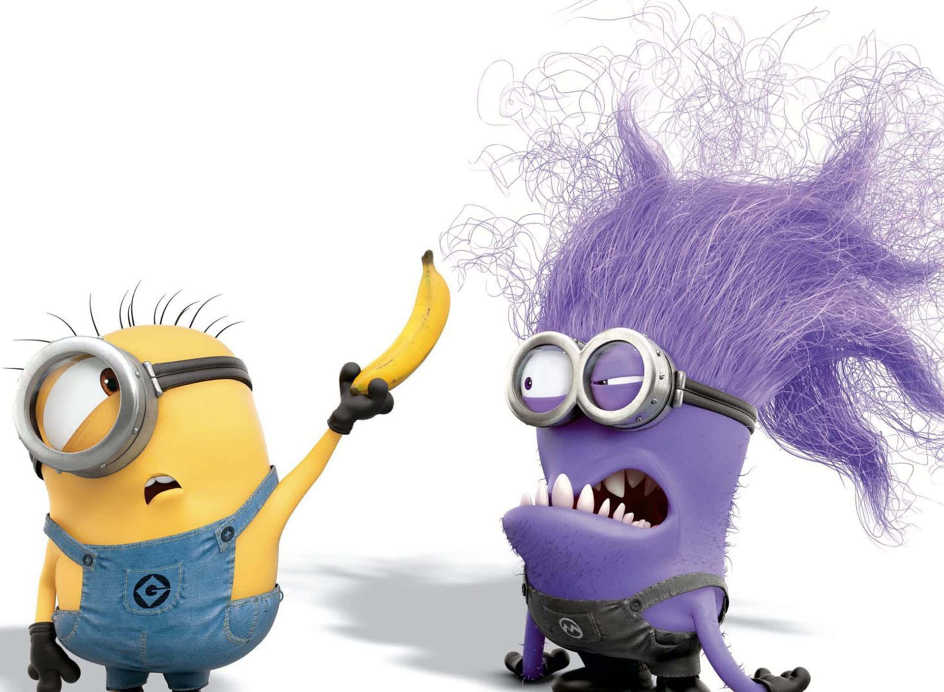 Crazy Cartoon Minion Zombie Violet Background