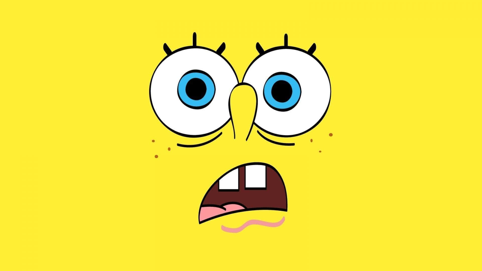 Crazy Cartoon Yellow Spongeboob Fulklscreen Background