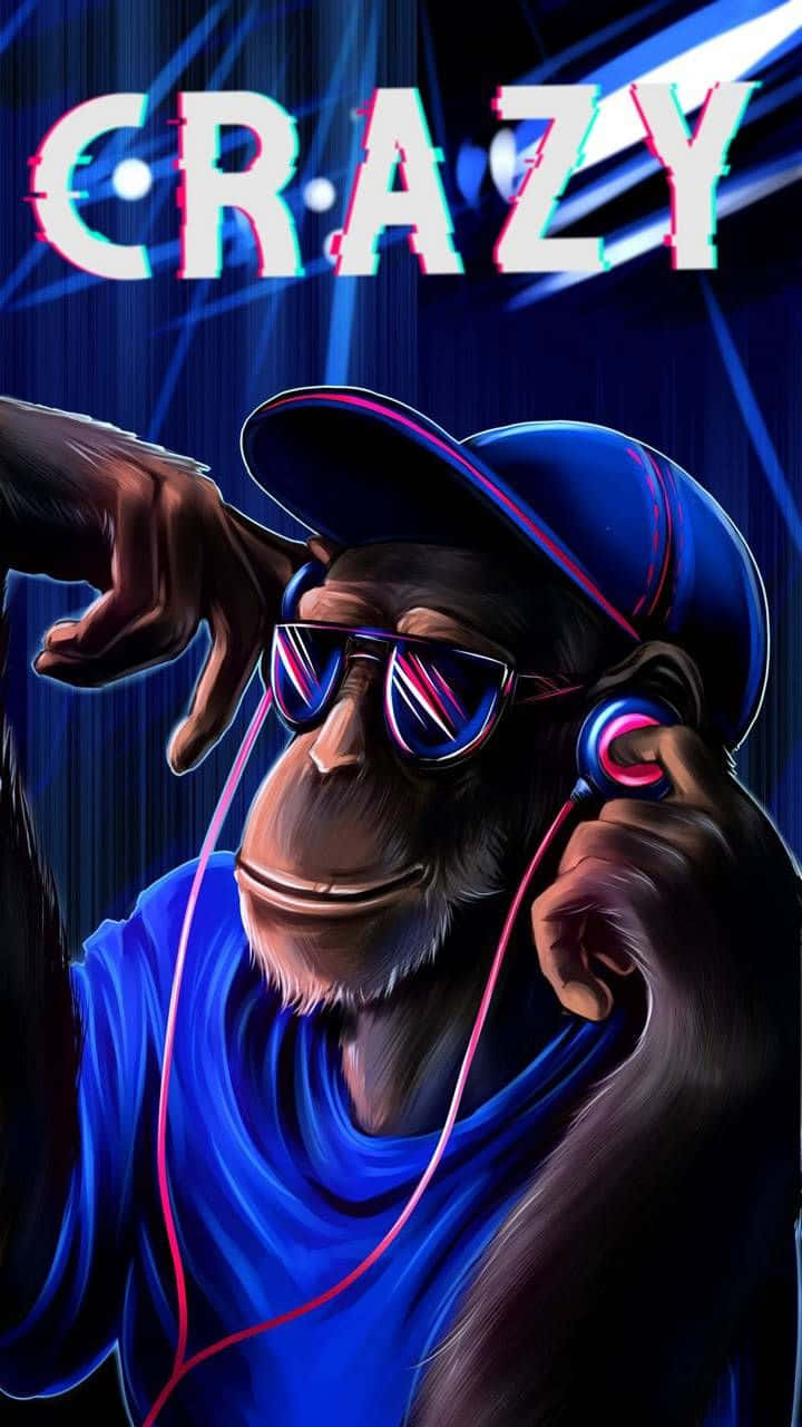 Crazy Dj - A Monkey Wearing Headphones Background