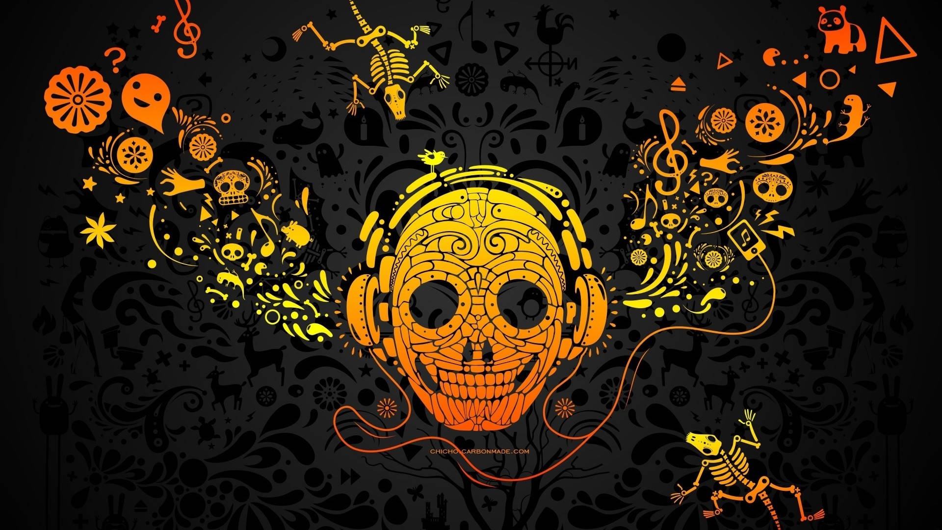 Crazy Mexican Skull Art Background