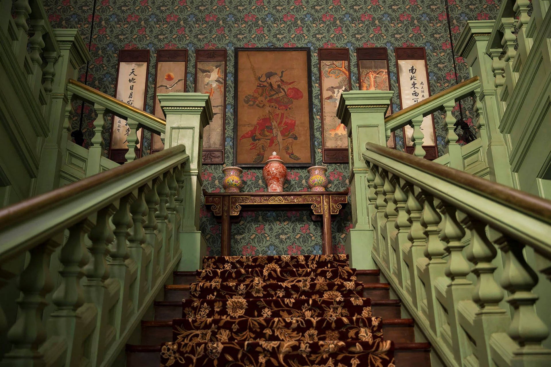 Crazy Rich Asians Green Staircase Background