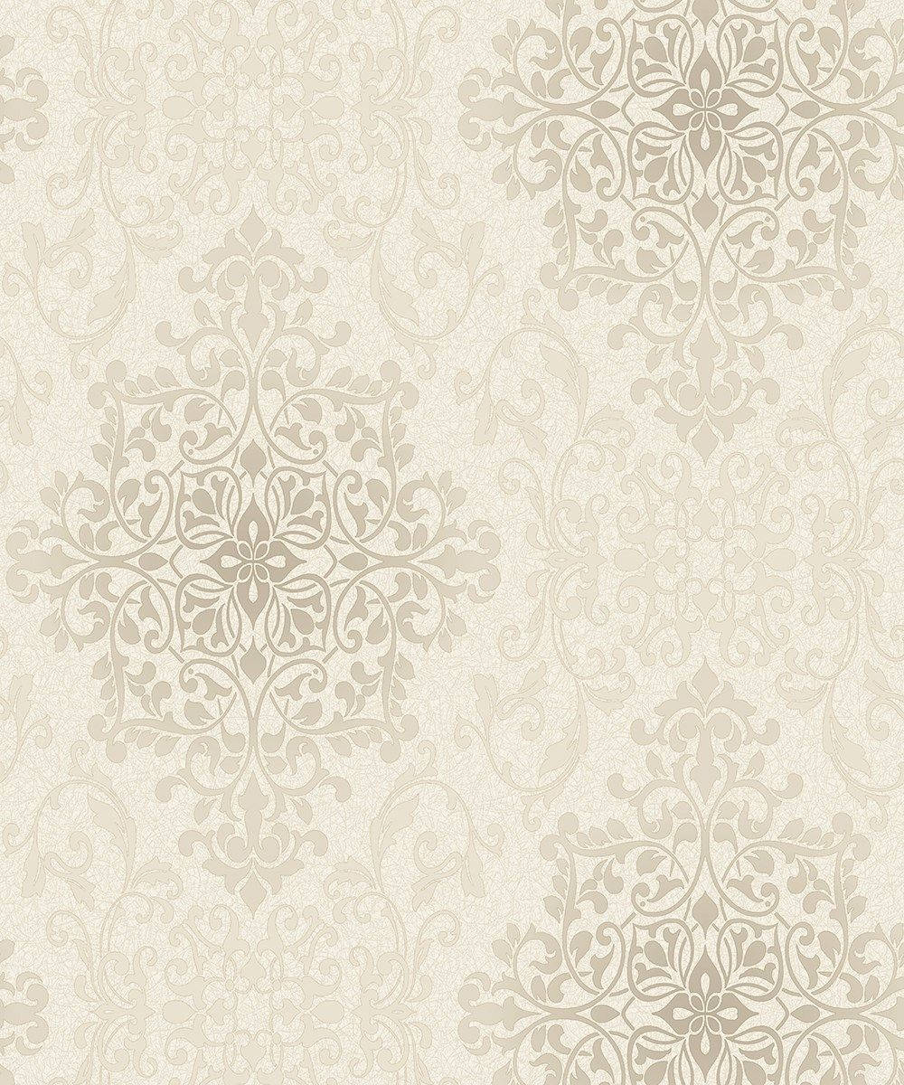 Cream Silver Floral Pattern
