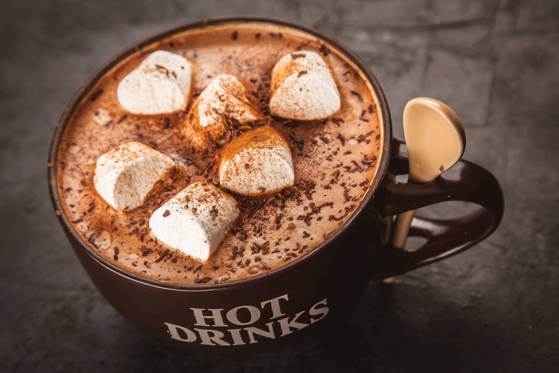 Creamy Hot Drink With Marshmallow Background