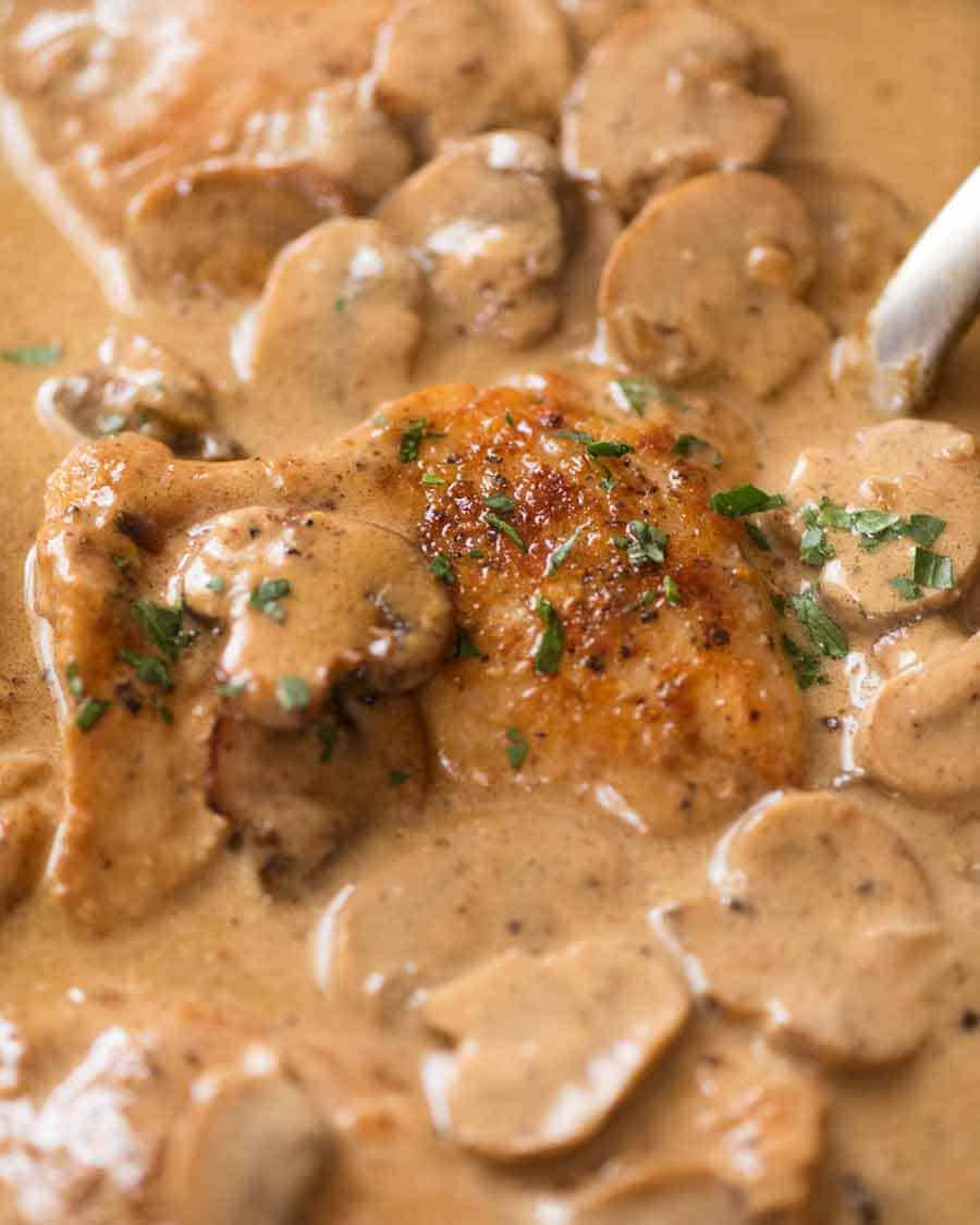 Creamy Mushroom-filled Sauce For A Beef Stroganoff Background