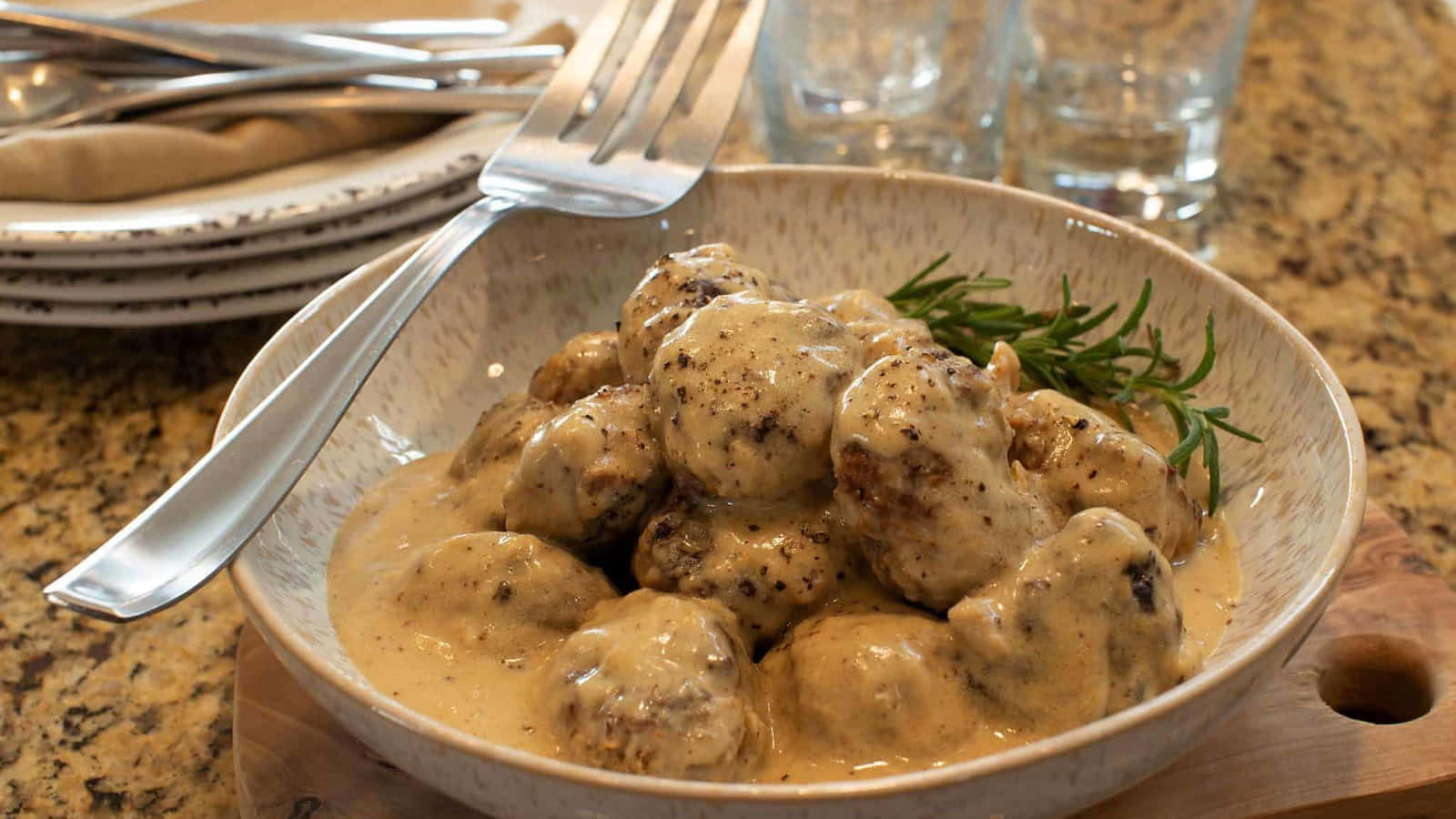 Creamy Sauce Meatballs Dish Background