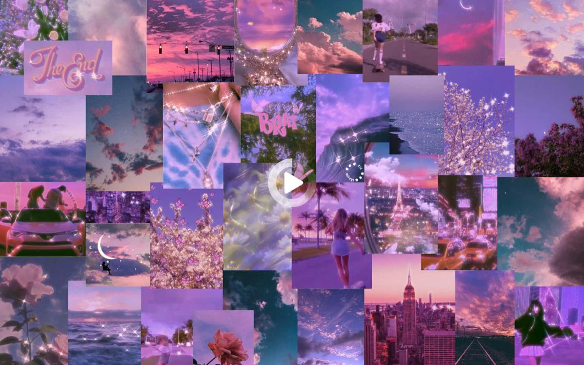 Creative Aesthetic Collage In Shades Of Purple