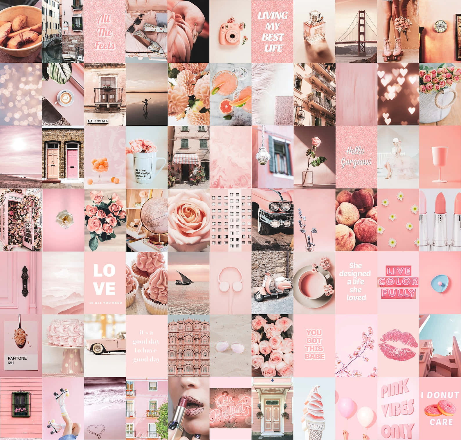 Creative And Colourful Pink Collage Background