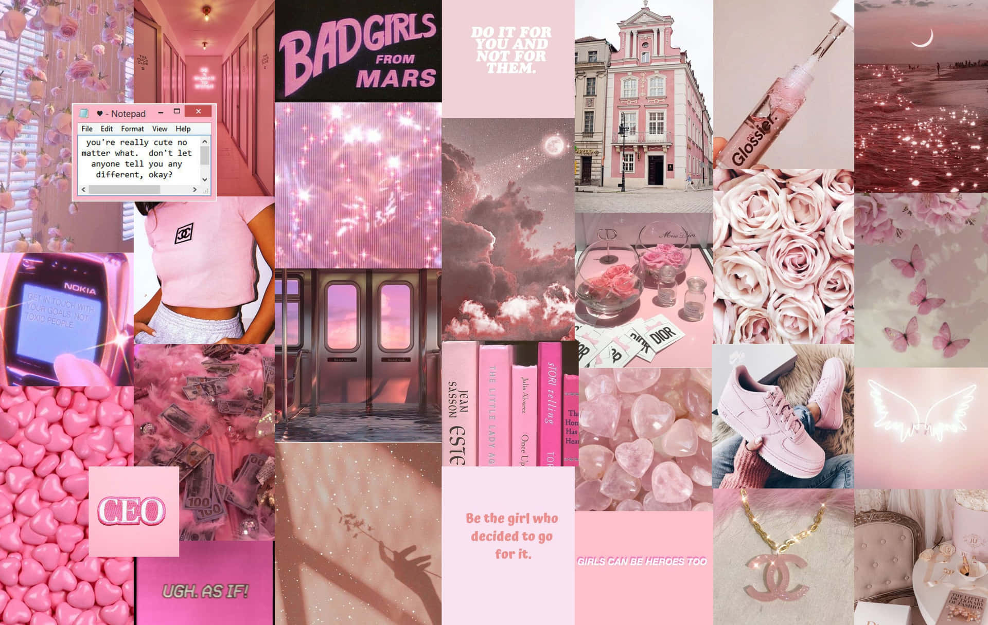 Creative And Eye-catching Pink Collage Desktop Background