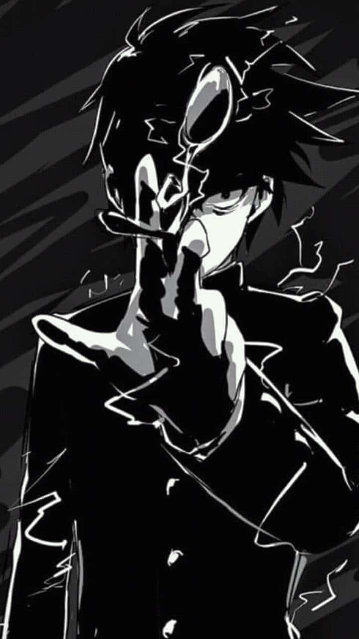 Creative Black And White Mob Psycho Iphone Background