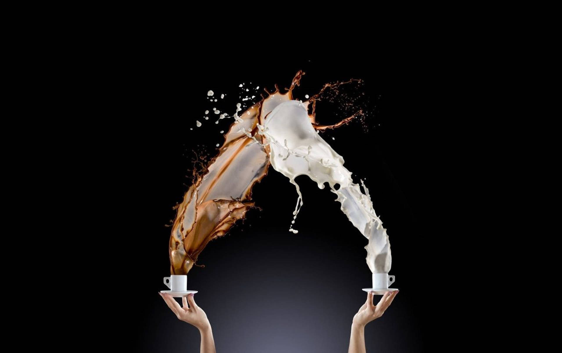 Creative Coffee And Milk Mugs Splash Background