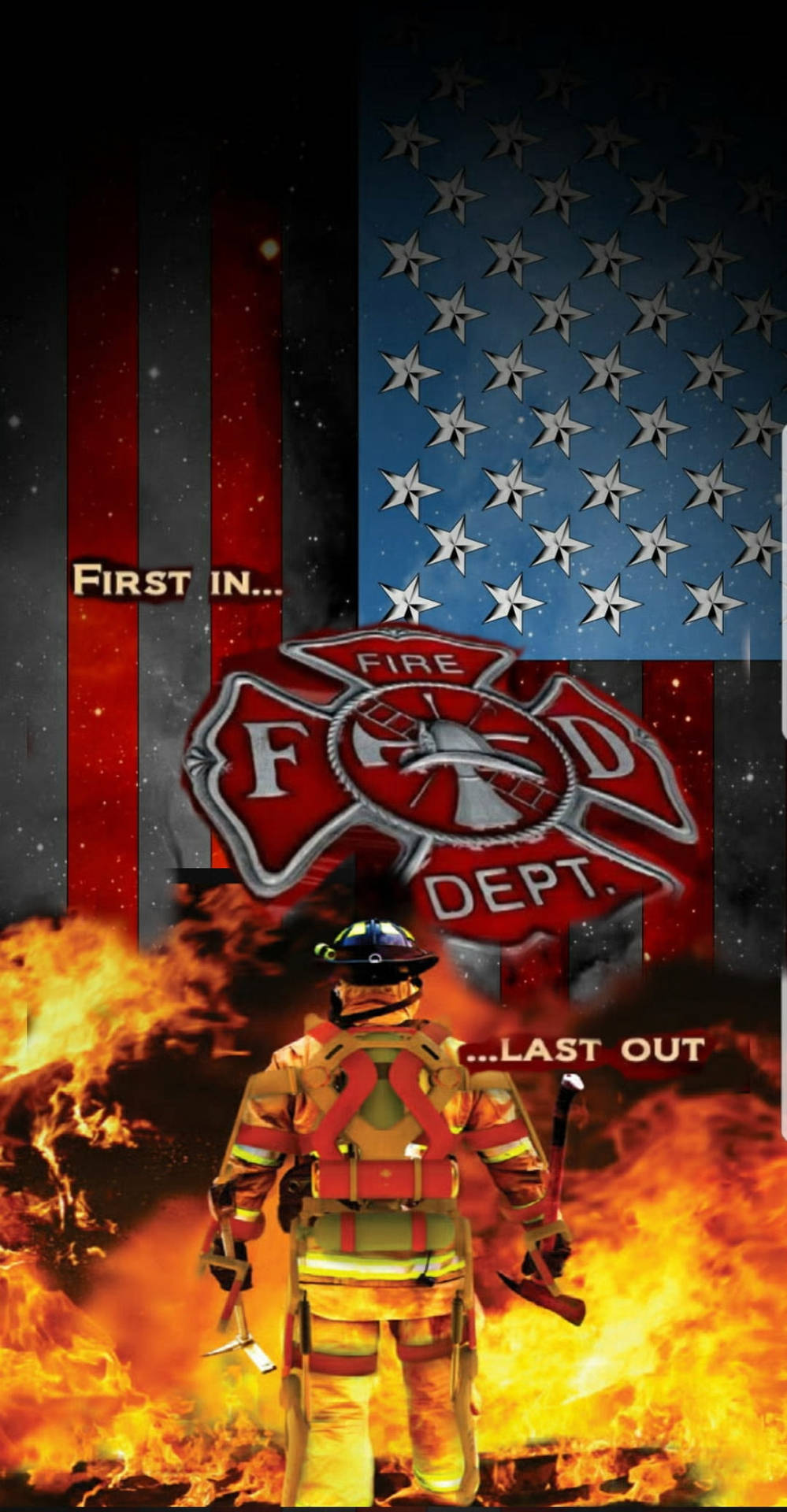 Creative Firefighters Collage With Quote