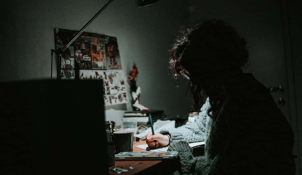 Creative Processin Dimly Lit Room