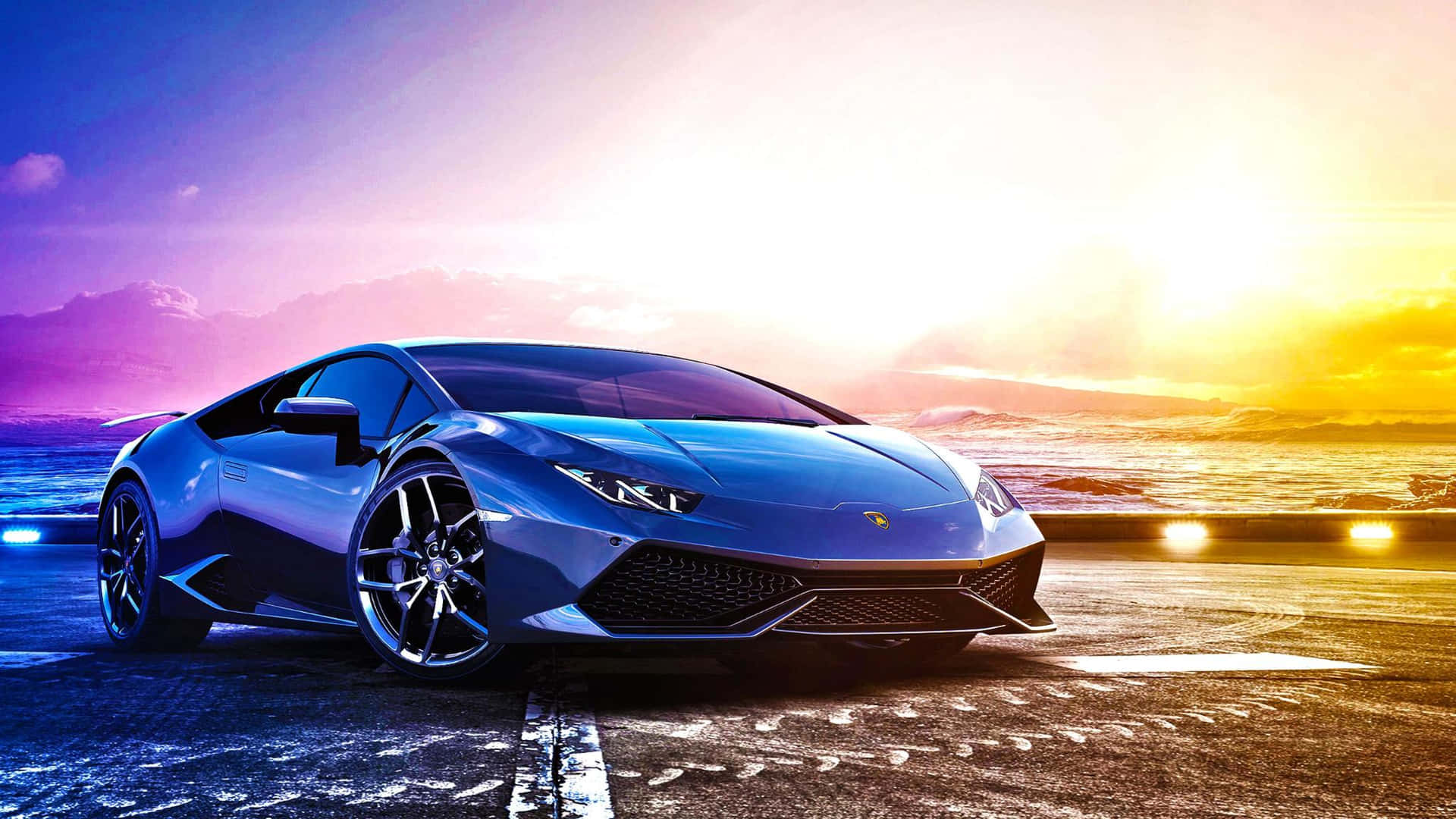 Creative Shot Blue Lamborghini Aventador Background