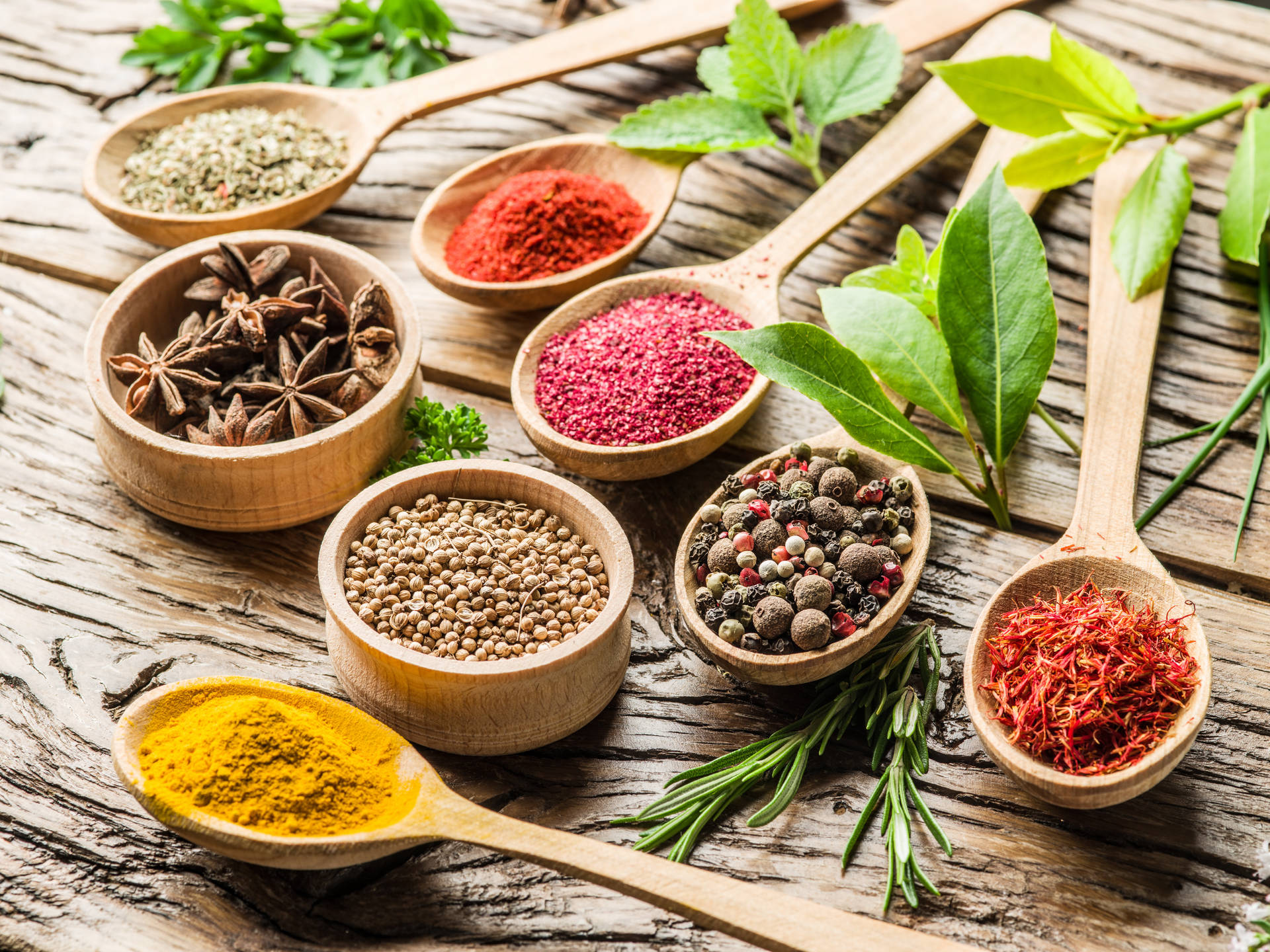 Creative Spices And Herbs Arrangement Background