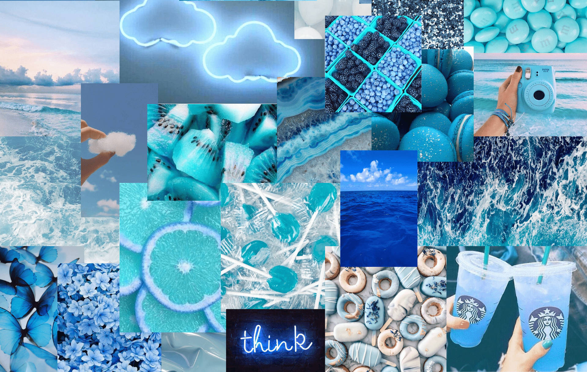 Creative Themed Photomontage Aesthetic Teal Background