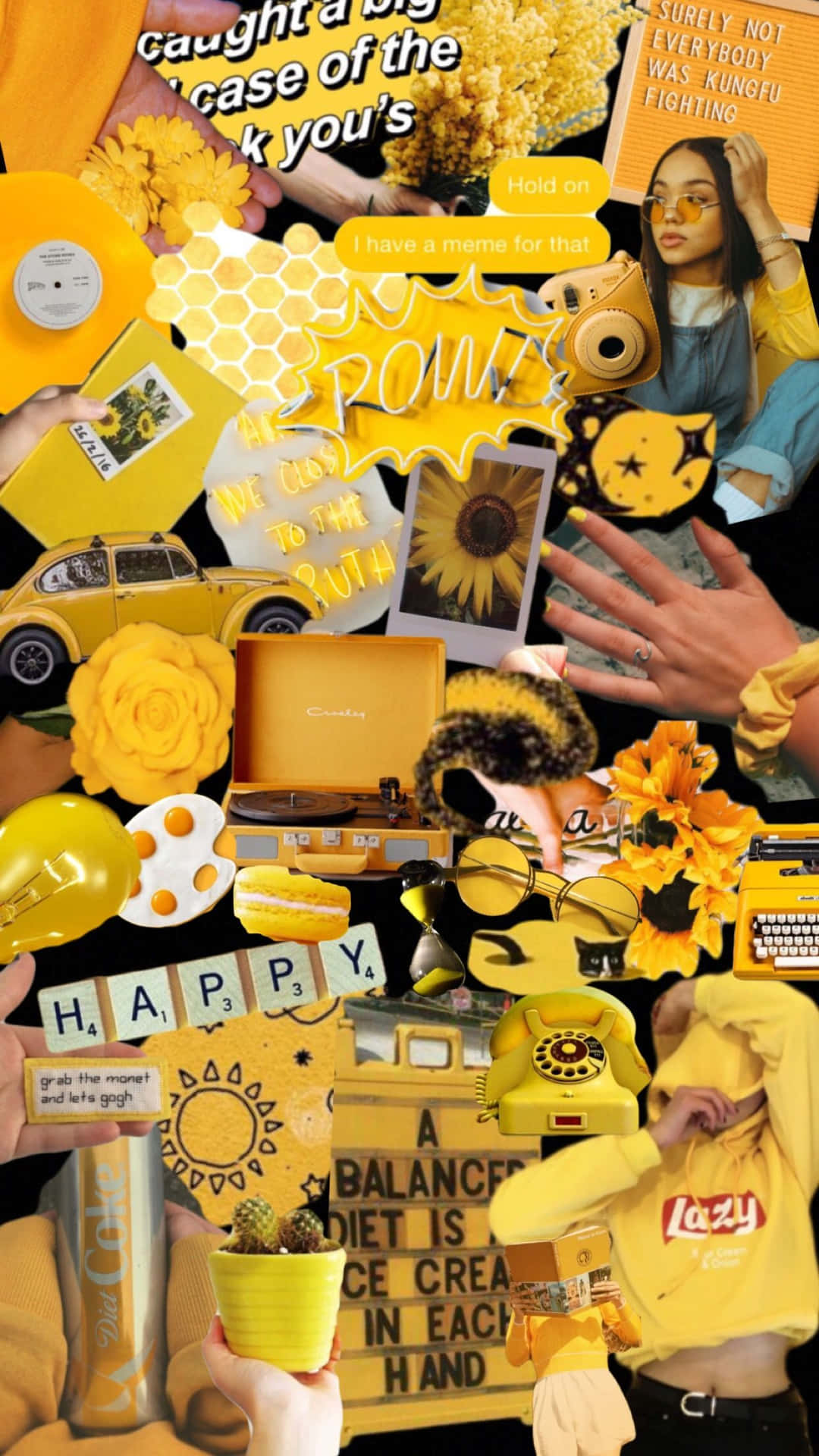 Creative Yellow Aesthetic Graffiti Collage Background