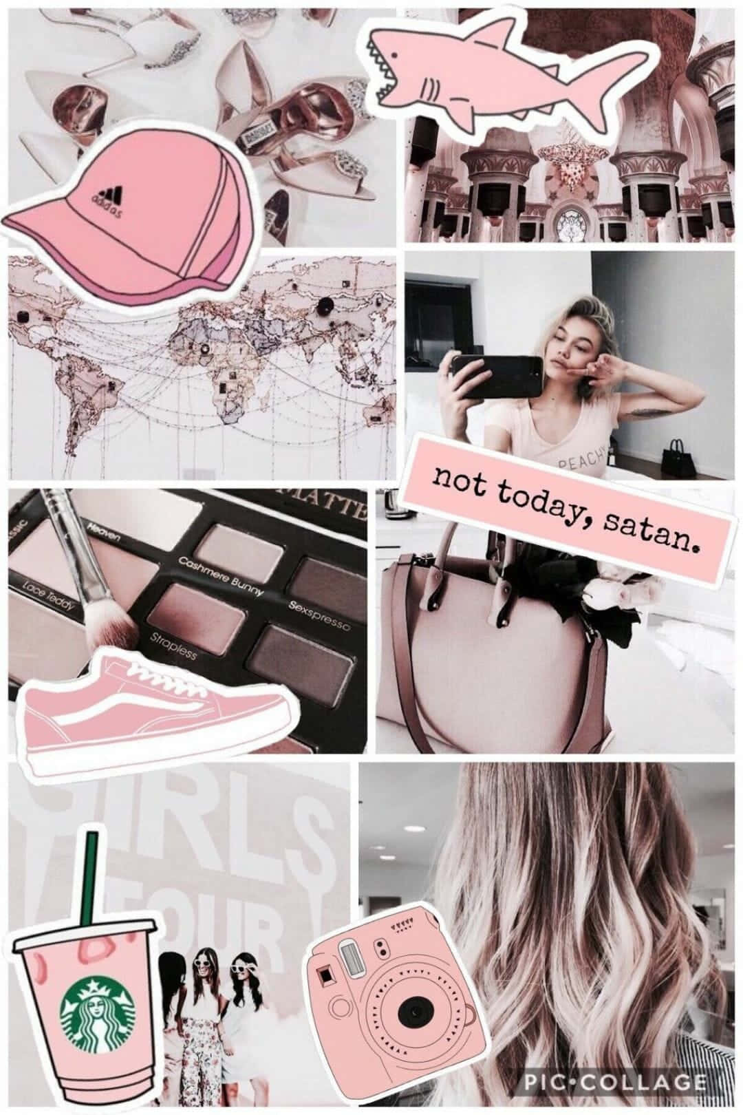 Creatively Crafted Pink Collage Desktop Wallpaper Background