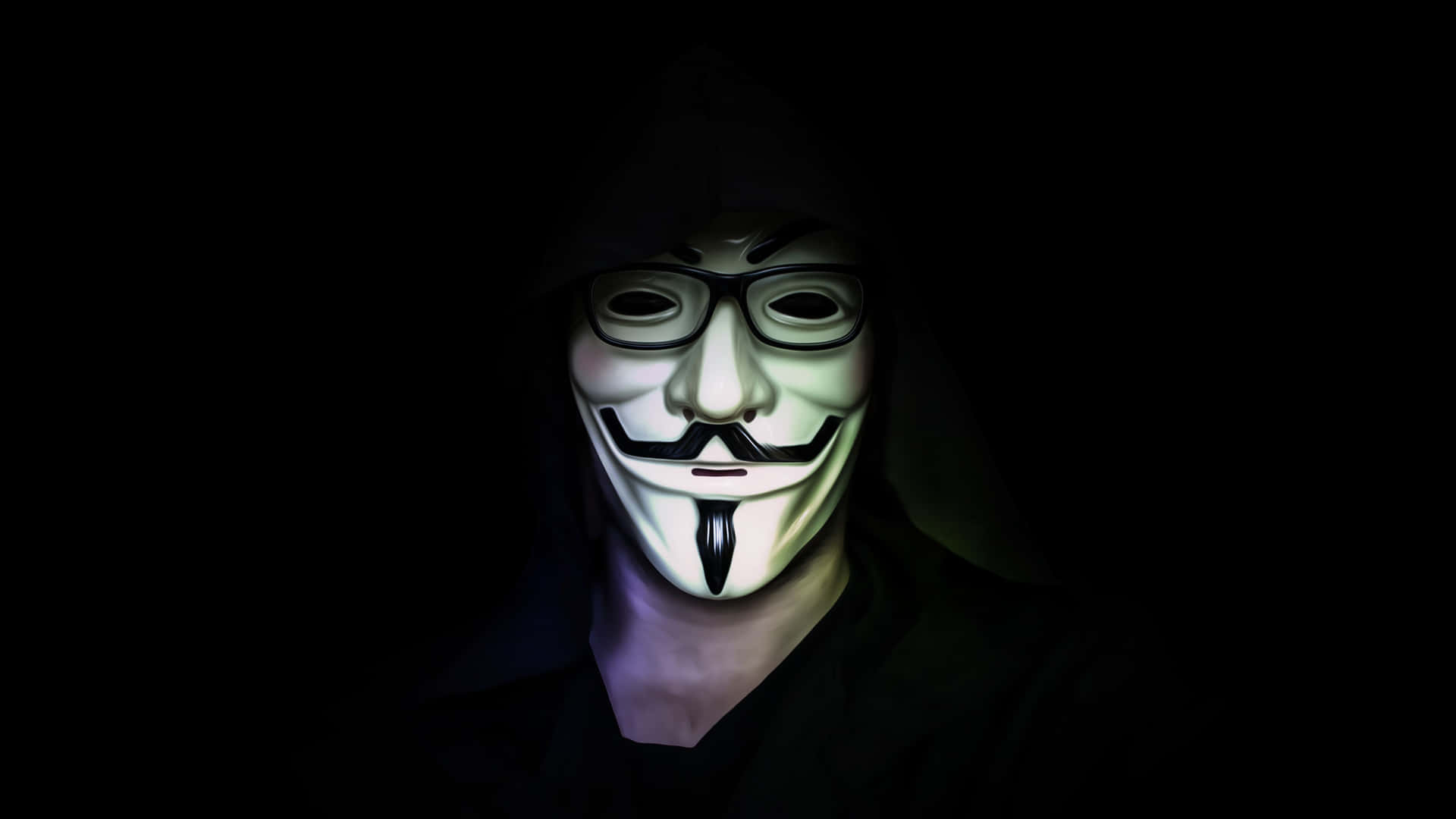 Creepy 4k Mask Anonymous With Glasses Background