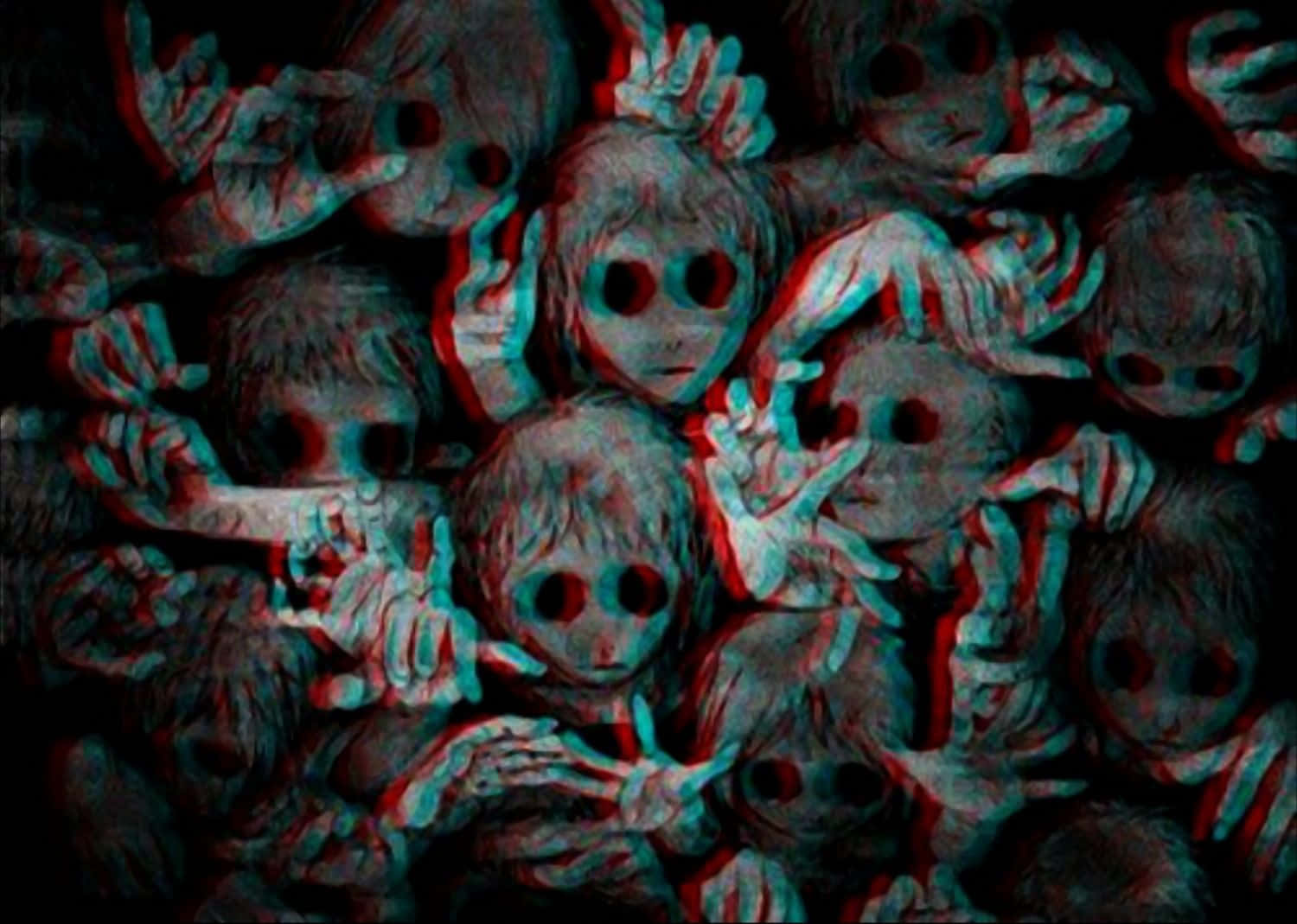 Creepy Aesthetic Cartoon Eyeless Ghosts Background