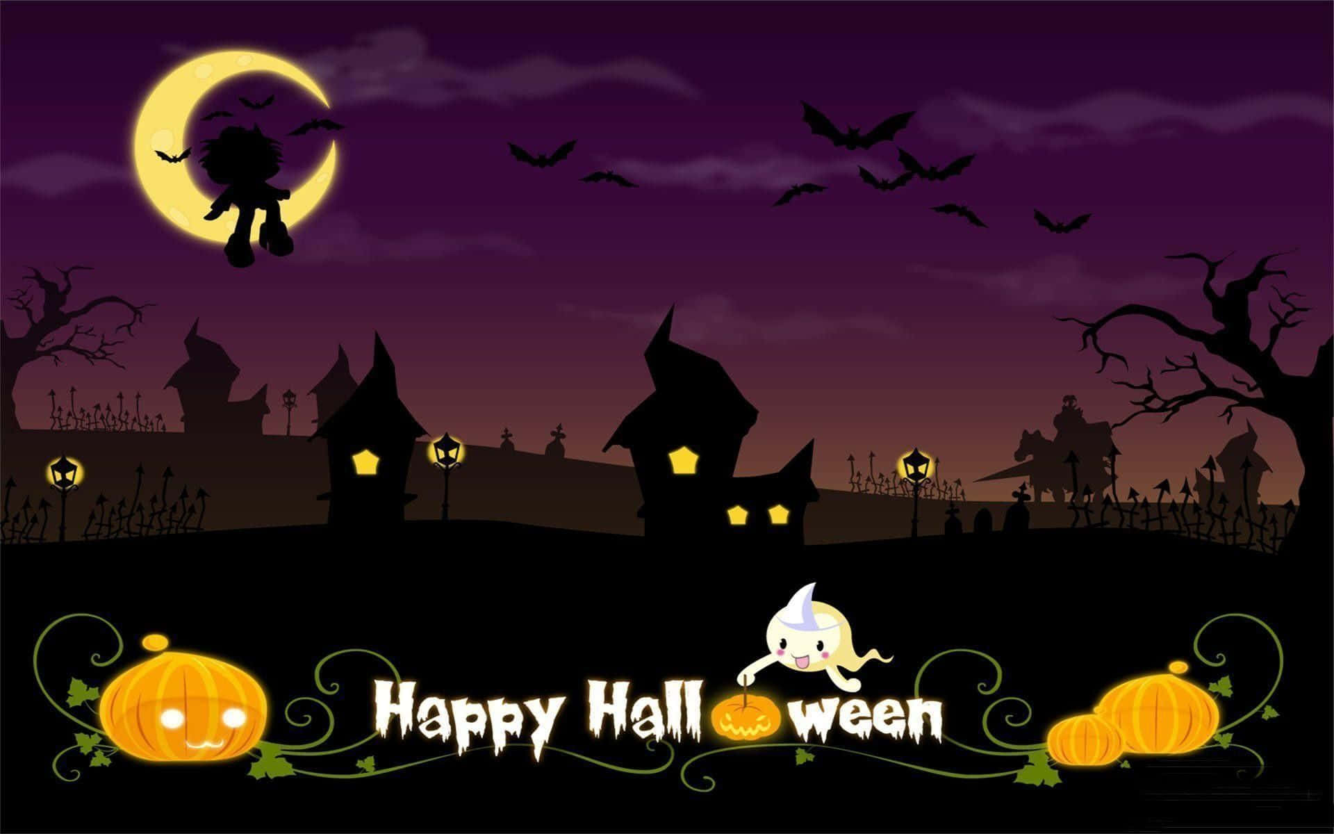 Creepy Animated Pumpkin Ghost For Halloween Background