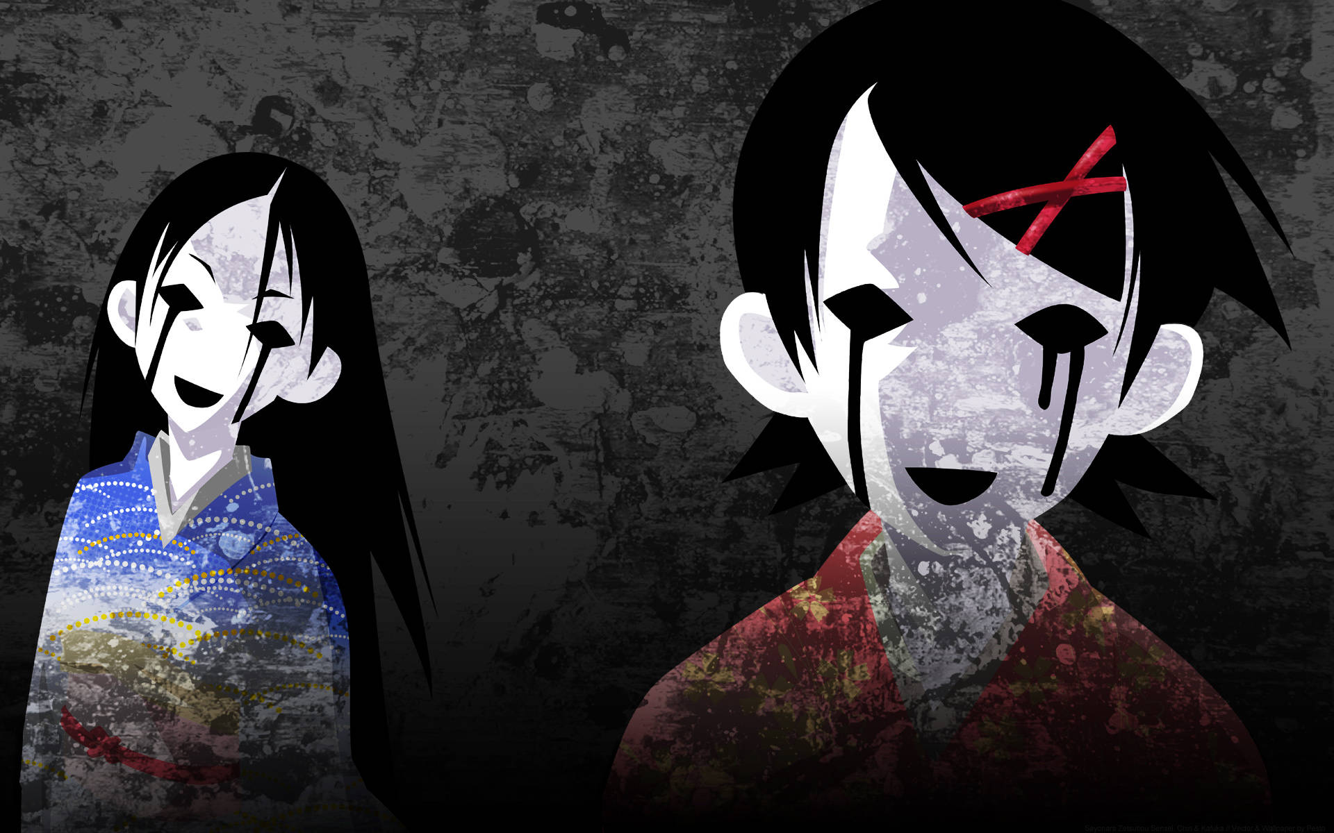 Creepy Anime Girls Black Eyes Background