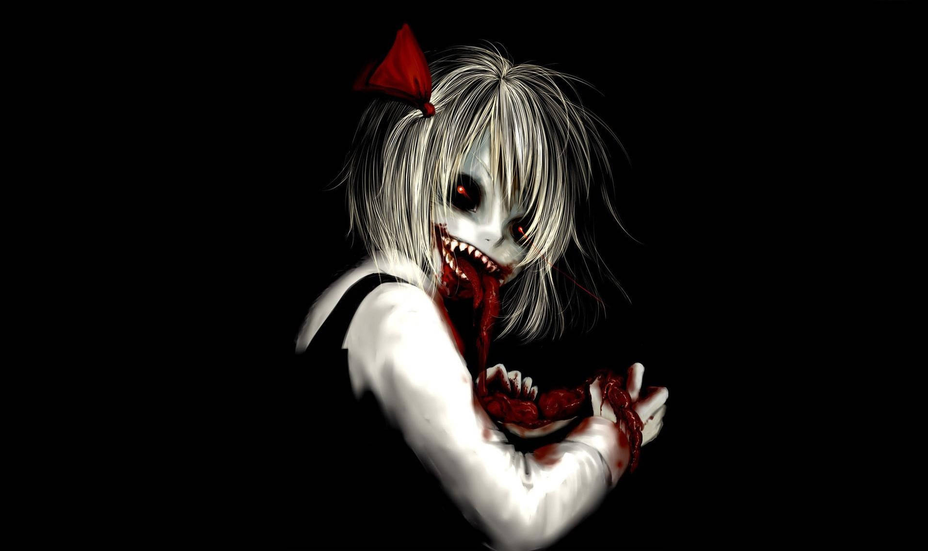 Creepy Anime Touhou Rumia Eating Innards Background