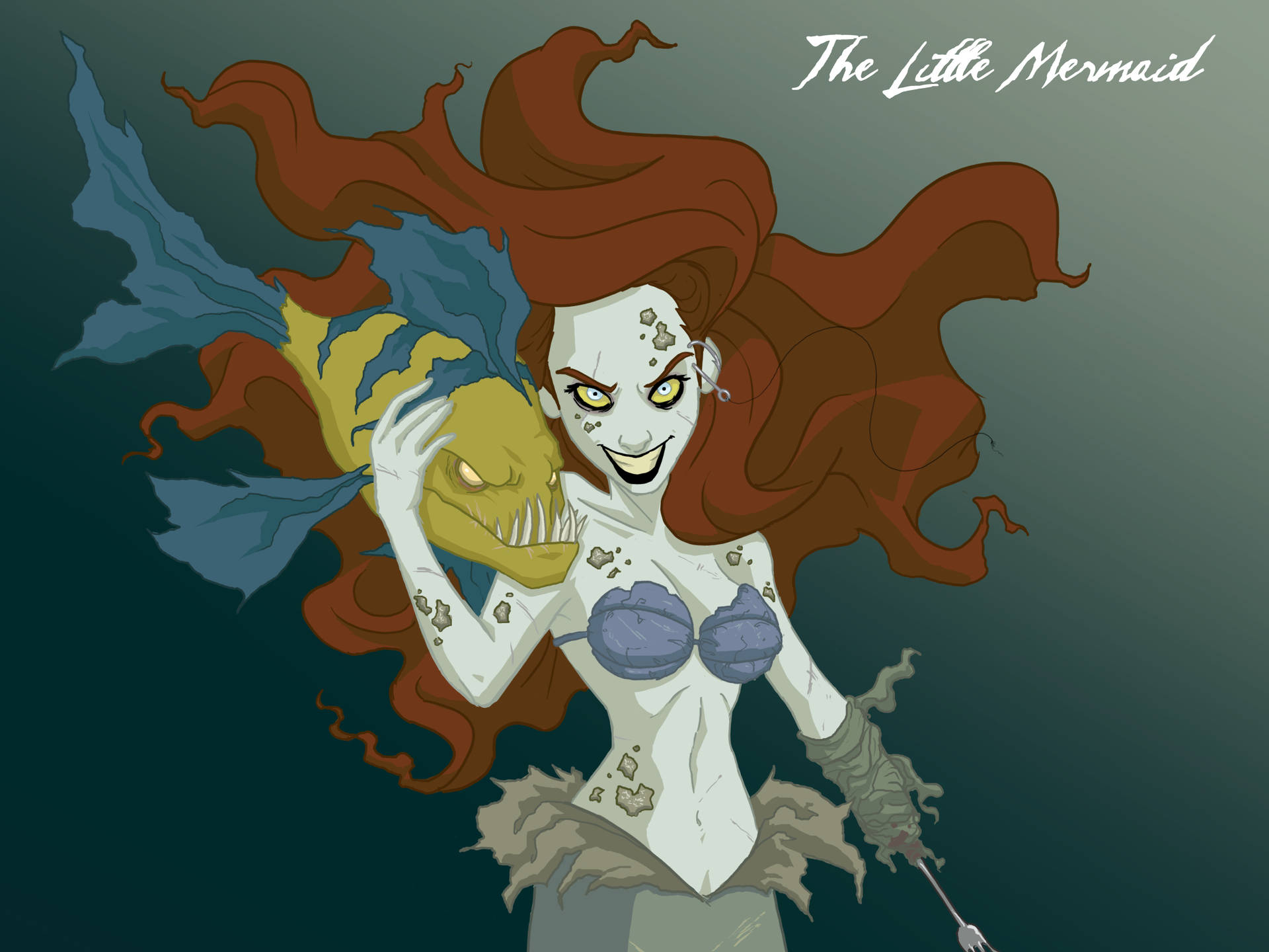 Creepy Ariel And Flounder Background