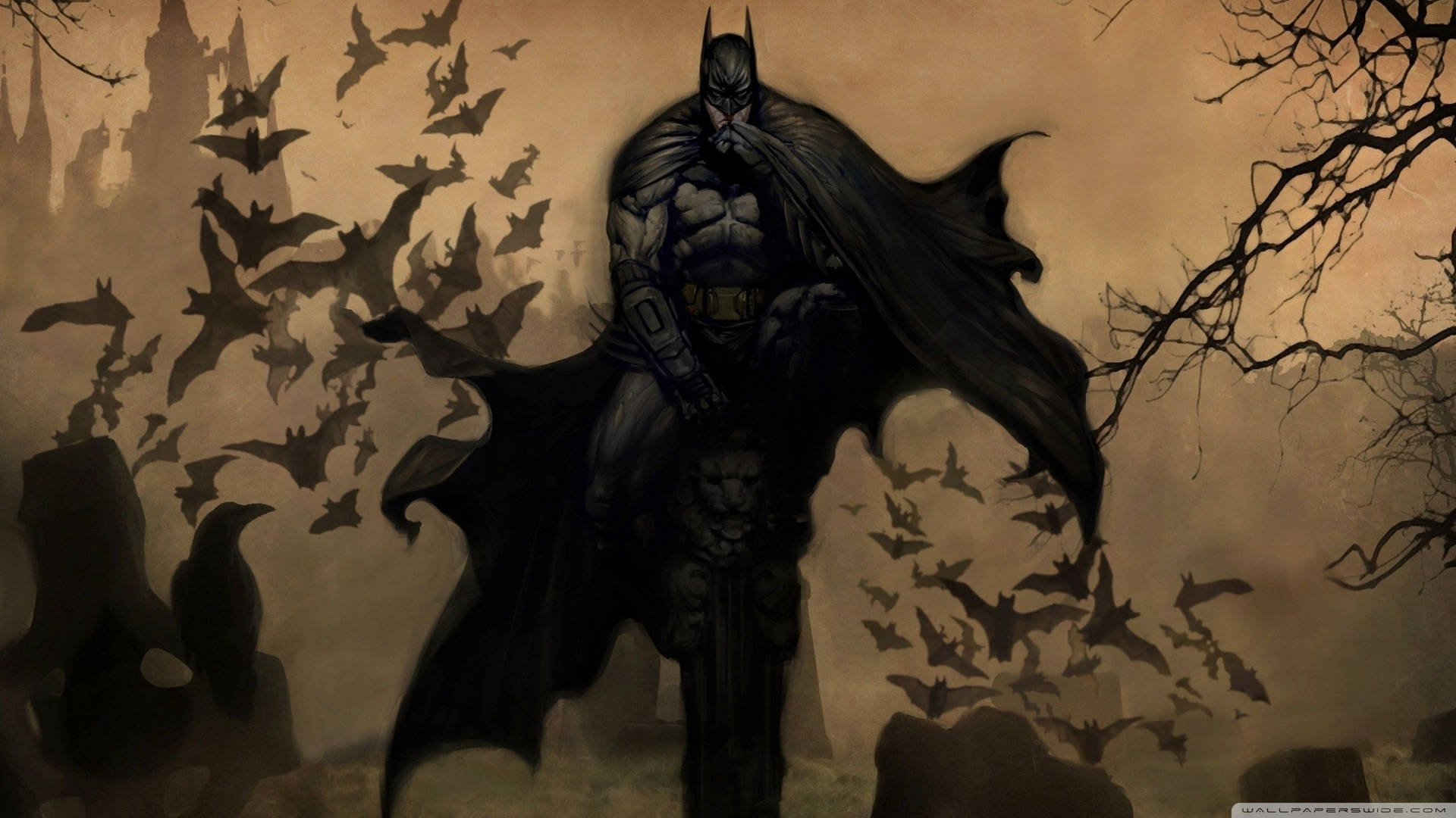Creepy Batman In Forest Background