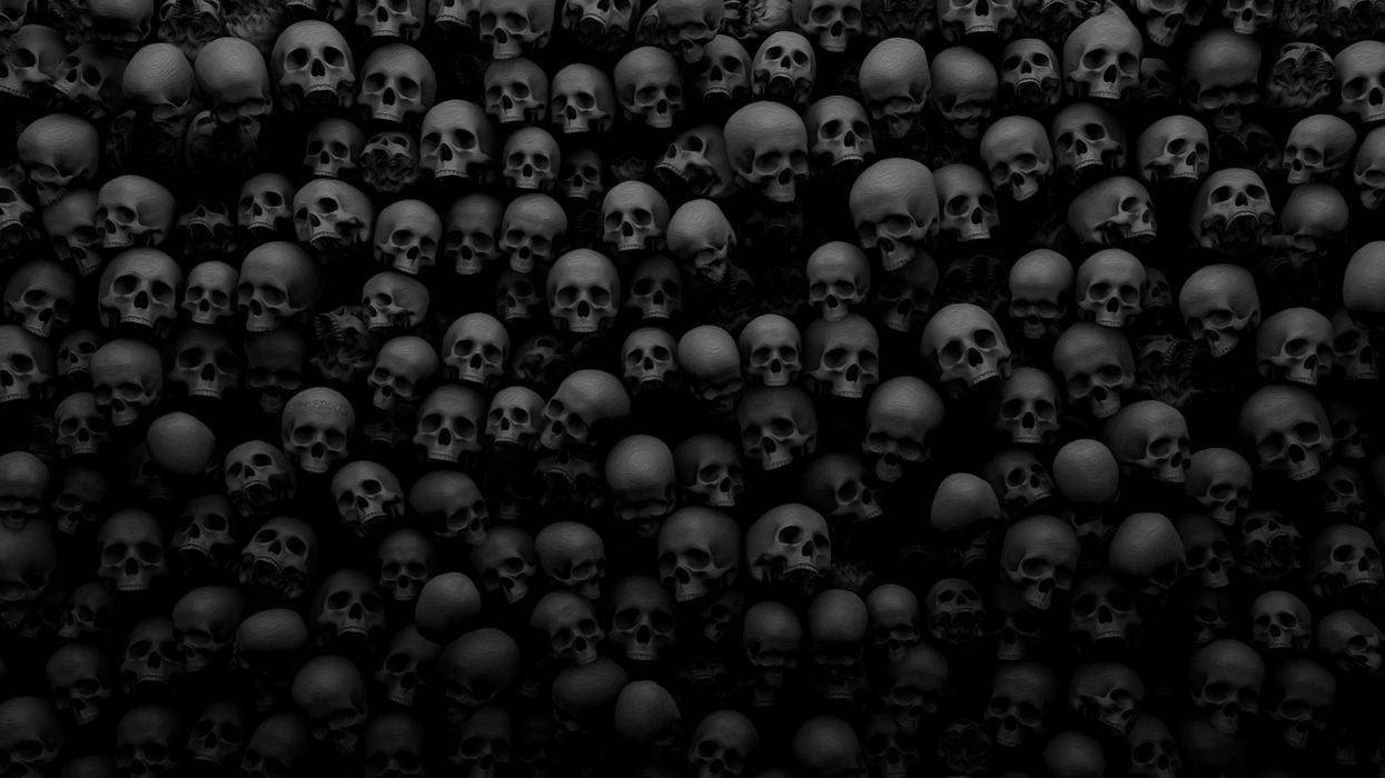 Creepy Dark Skulls Pile Background