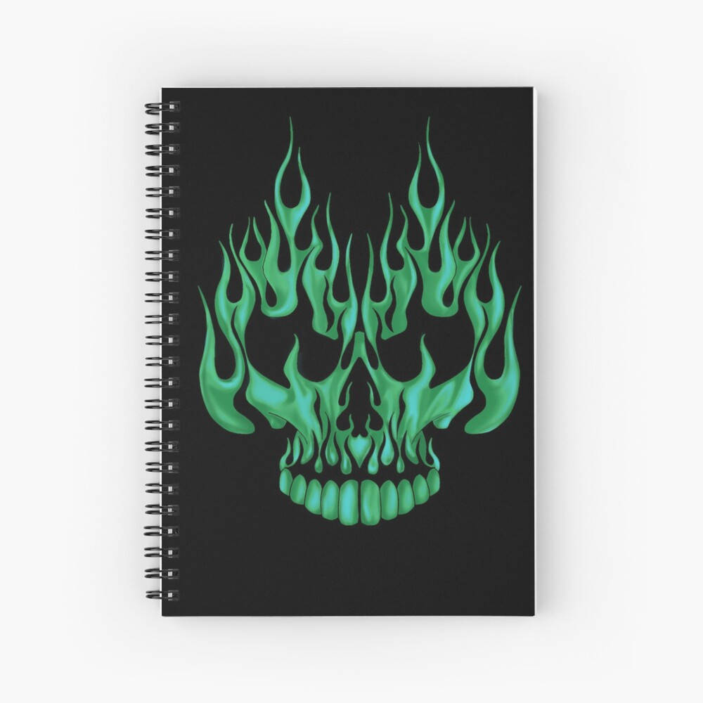 Creepy Green Fire Skull Background