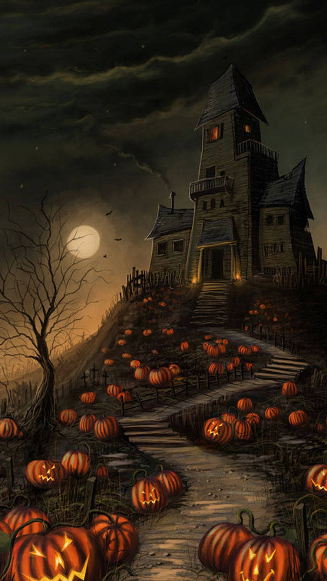 Creepy Haunted House Halloween Phone Background