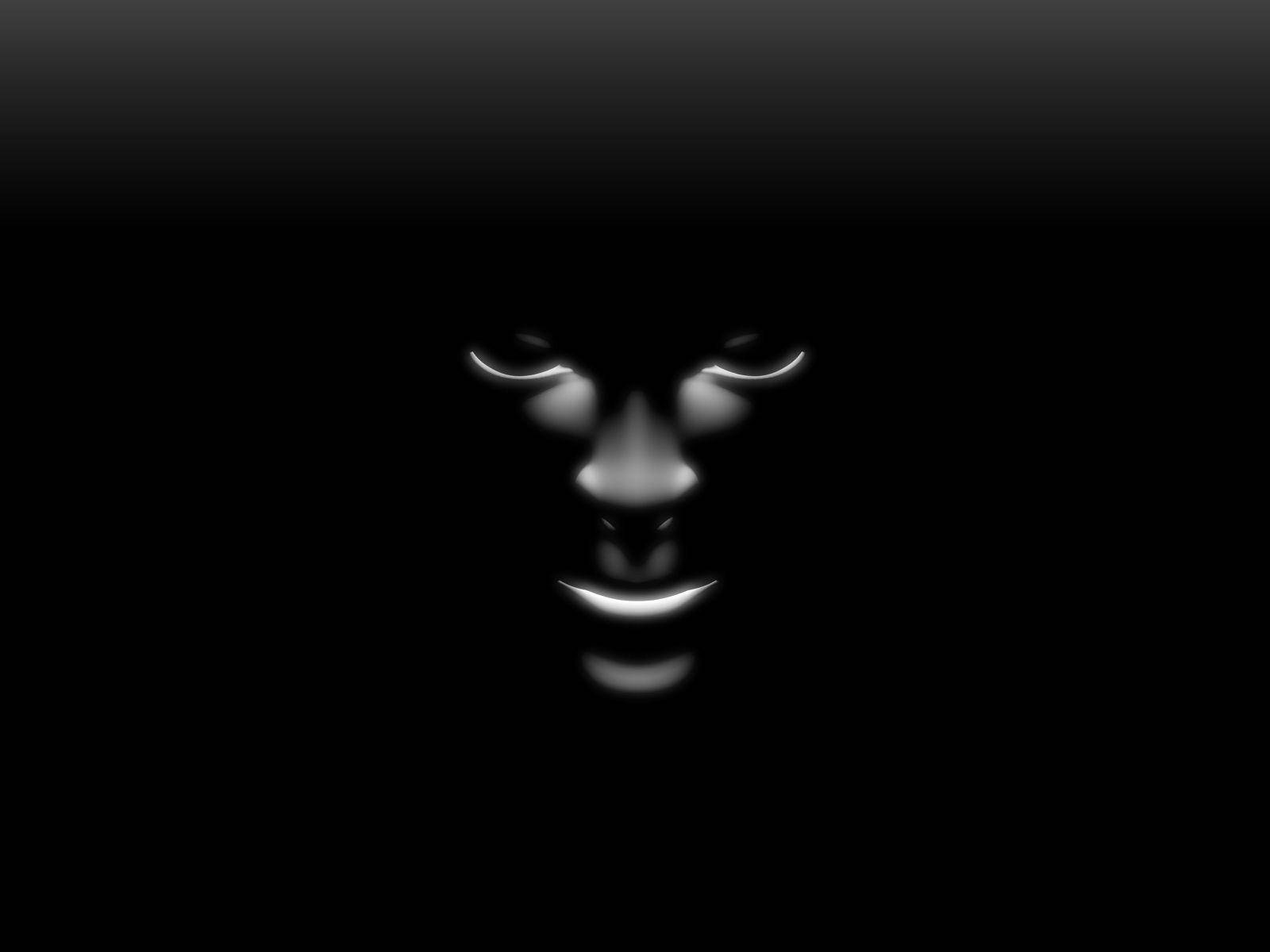 Creepy Human Face Black 3d Background