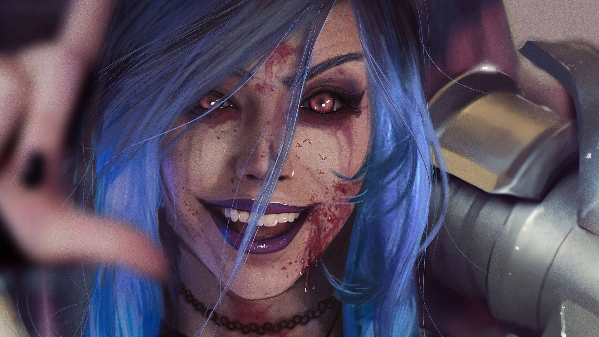 Creepy Jinx With Bloody Face Background